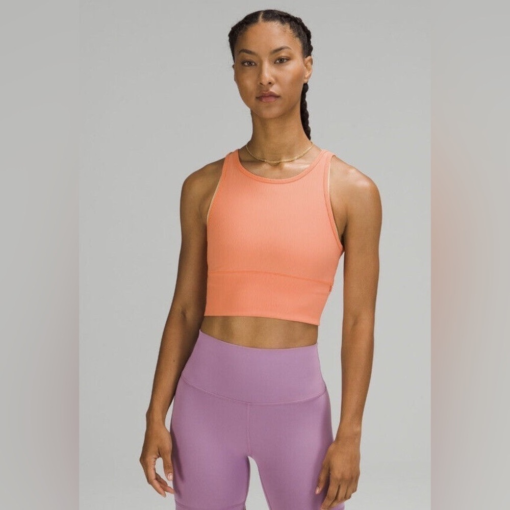 Lululemon Women’s Power Pivot Ribbed Tank Top Crop in Apricot Size 4 Activewear